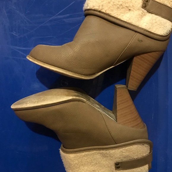 Tan heeled sherpa boots - Picture 2 of 2